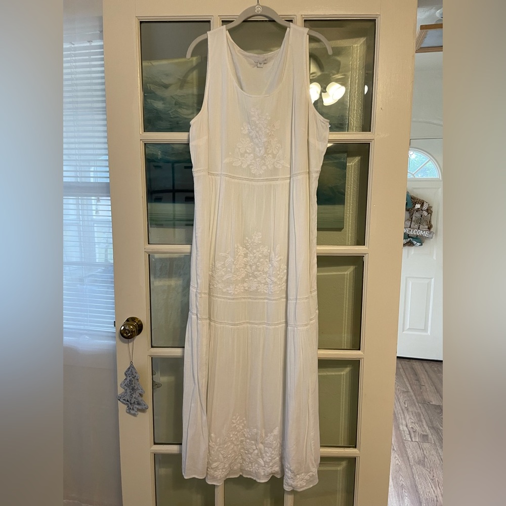 Beautiful JJill Embroidered Gauze Maxi Dress